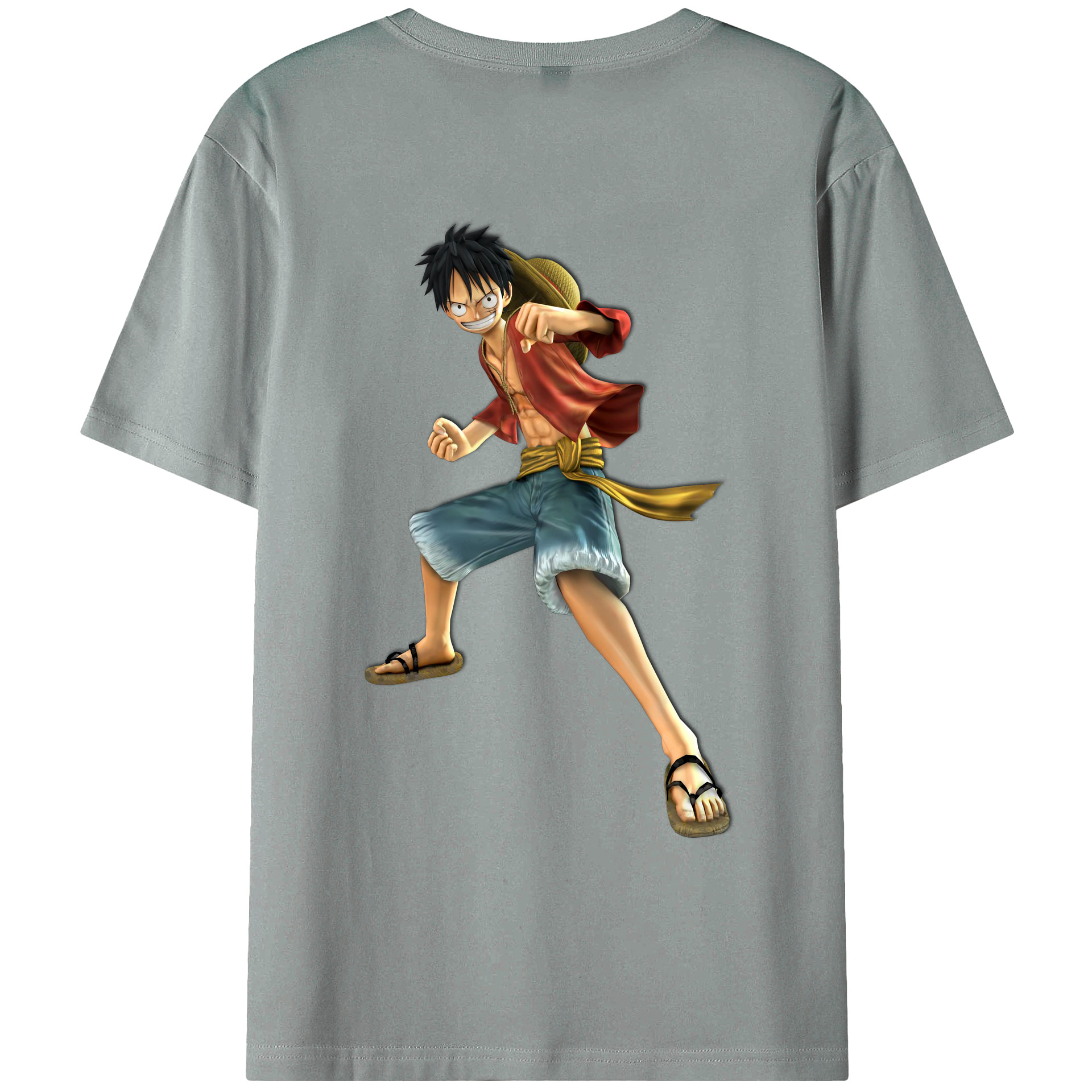 ワンピース モンキー・D・ルフィ ONE PIECE Monkey D. Luffy 綿100％ メンズ半袖Tシャツ（バックプリント） 通気性
